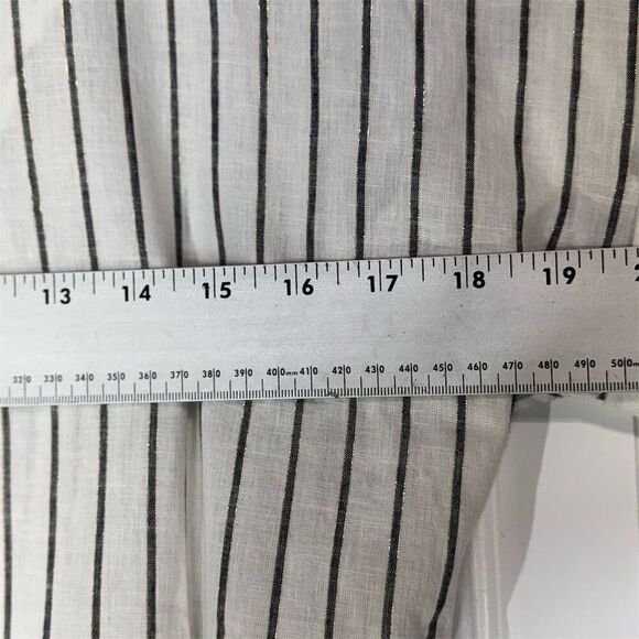 Brooks Brothers Red Fleece Women’s Size 2 Linen Blend Tie-Back Top Striped White - Picture 3 of 7